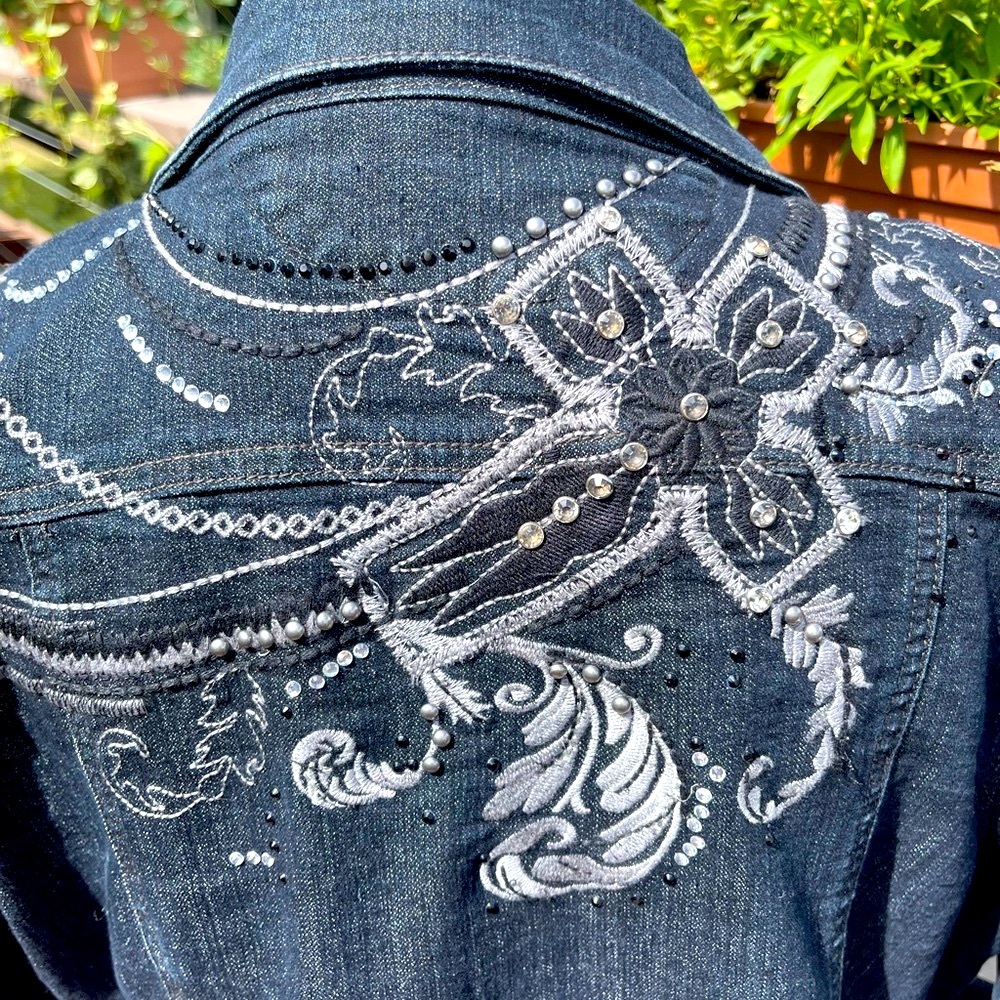 ETHYL - Embellished dark denim jacket - Picture 1 of 6